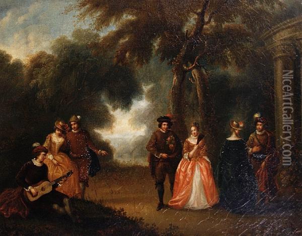 An Afternoon's Entertainment Oil Painting - Watteau, Jean Antoine