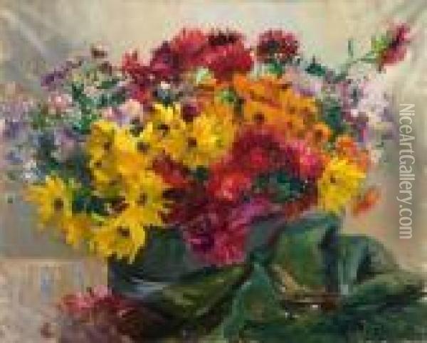 Bouquet De Fleurs Variees Oil Painting - Georges Lapchine