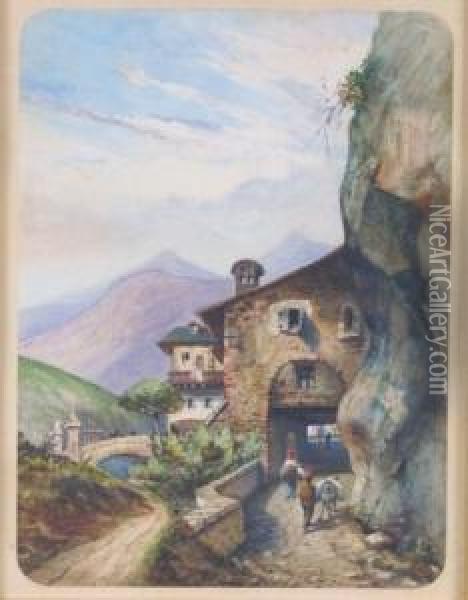 Paese Di Montagna Oil Painting - Domenico Pesenti