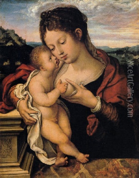 Virgin And Child Oil Painting - Bernaert (Barend) van Orley