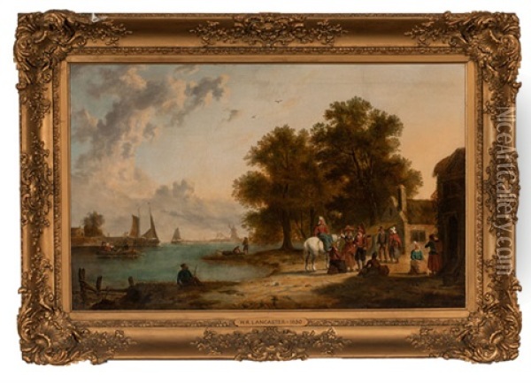 Dutch Canal Scene Oil Painting - Richard Hume Lancaster