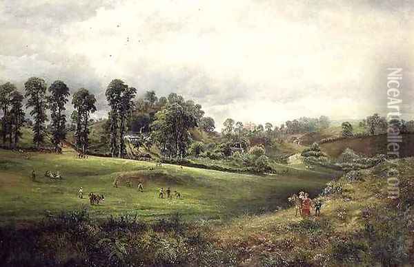 A Village Cricket Match Oil Painting - David Payne