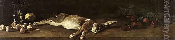 Still Life with a Hare, 1863 Oil Painting - Francois Bonvin