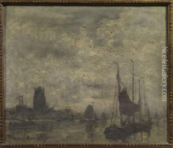 Le Port De Dordrecht Dans La Brume Oil Painting - Frank Myers Boggs