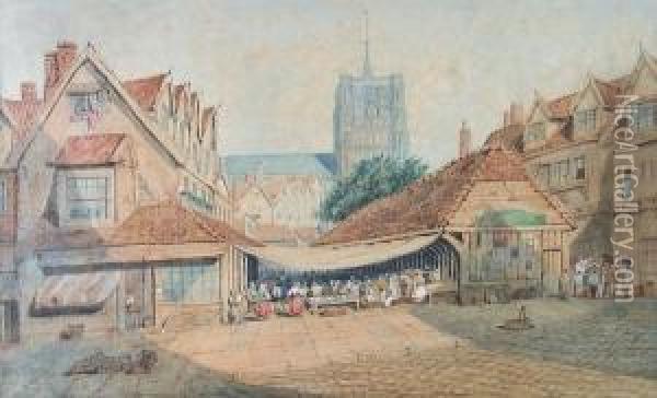 The Fishmarket, Norwich Oil Painting - Will. Philip Barnes Freeman