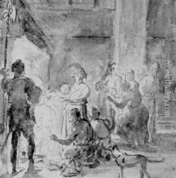The Denial Of St. Peter Oil Painting - Claes Cornelisz Moeyaert
