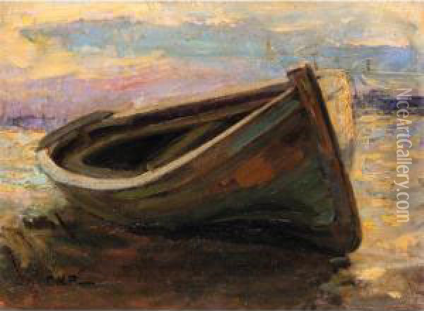 Boat On The Shore Oil Painting - Georgios Roilos