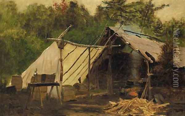 Camp in the Maine Wood, No. 3 Oil Painting - John George Brown