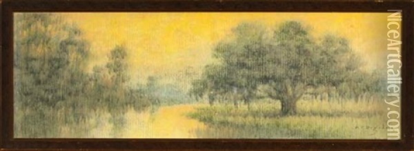 Sunrise On The Louisiana Bayou Oil Painting - Alexander John Drysdale