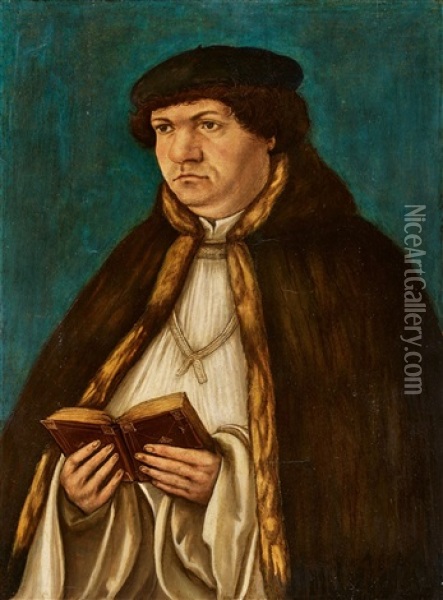 Portrait Of A Cleric Holding A Book Oil Painting - Albrecht Altdorfer