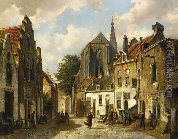 A Street Scene in Holland Oil Painting - Willem Koekkoek