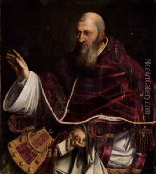 Ritratto Di Papa Giulio Iii Benedicente Oil Painting - Girolamo Sicciolante Da Sermoneta