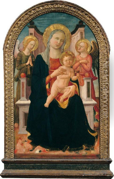 Madonna In Trono Col Bambino
 E Angeli Oil Painting - Domenico Di Michelino