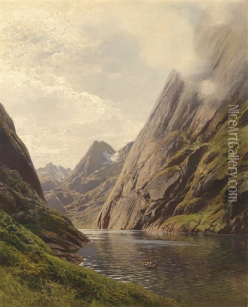 Eine Fjordlandschaft Oil Painting - Karl Paul Themistocles von Eckenbrecher