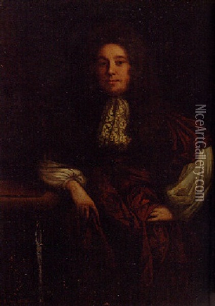 Portrait Of Sir John Russel In A Brown Gown Oil Painting - John Riley
