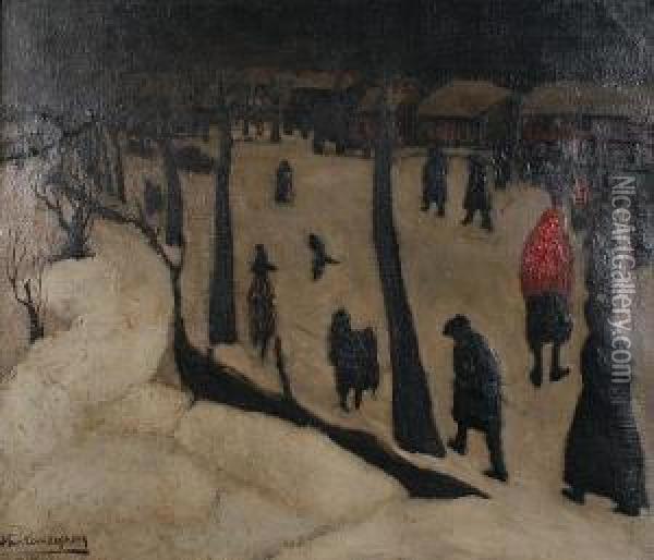 Winter Landscape Oil Painting - Gaston Van Landeghem