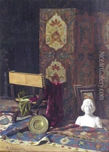 Interieur Oil Painting - Klawdi Petrovitch Stepanov