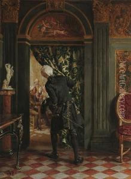 The Card Room Oil Painting - Talbot Hughes