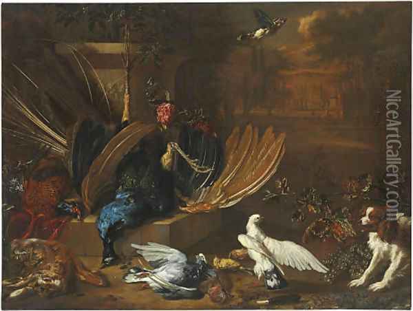 Still life of dead game with birds Oil Painting - Dirk Valkenburg