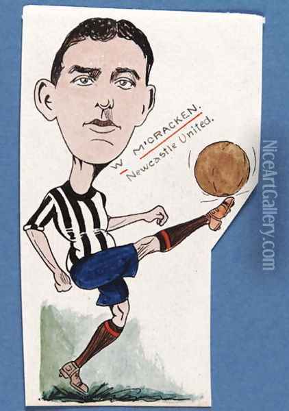 Billy McCracken, Newcastle United, drawing for a set of cigarette cards, 1907 Oil Painting - Rip
