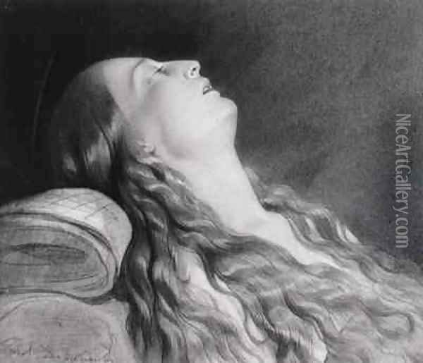 Louise Vernet on her Death Bed Oil Painting - Hippolyte (Paul) Delaroche