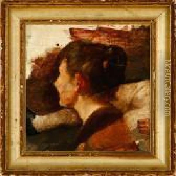 Study Of A Woman Oil Painting - Viggo Johansen