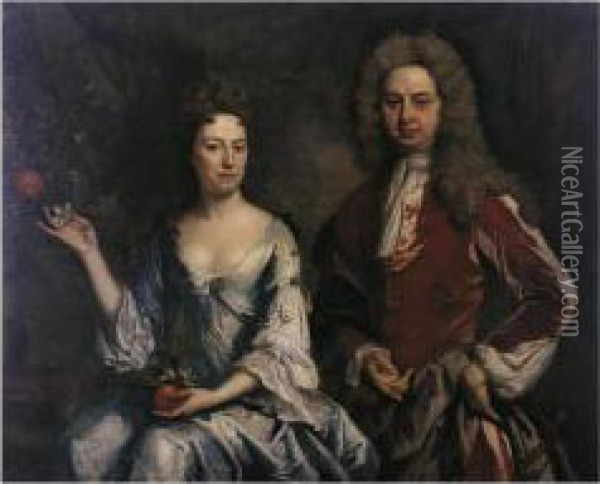 Portrait Of A Lady And A Gentleman Oil Painting - Richardson. Jonathan