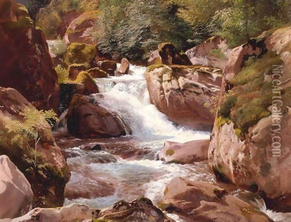 A View Of Waterfalls Oil Painting - Johann Gottfried Steffan