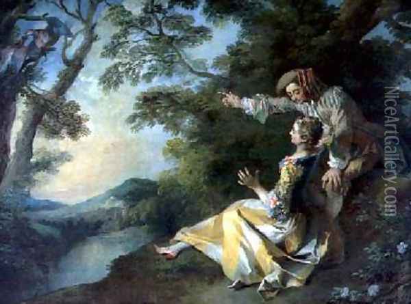 Lovers in a Landscape Oil Painting - Nicolas Lancret