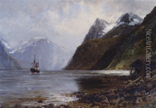 Hjostundfjord Oil Painting - Anders Monsen Askevold