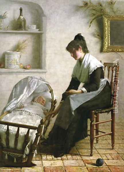 Young mother from Arles Oil Painting - Henri Bouchet-Doumeng