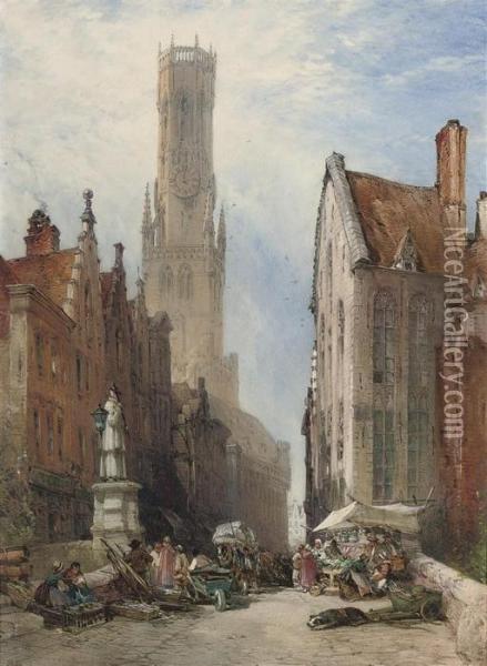 The Belfry, Bruges Oil Painting - William Callow