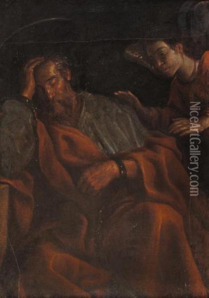 Sanpietro E L'angelo Oil Painting - Michelangelo Merisi Da Caravaggio