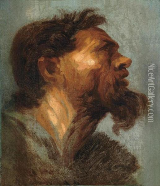 Studio Di Testa Maschile Con Barba In Abito Di Pelliccia Oil Painting - Sir Anthony Van Dyck