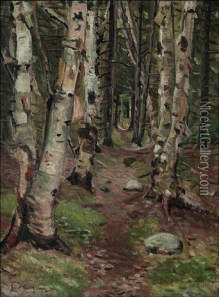 Wooded Pathway Oil Painting - Elliot Bouton Torrey