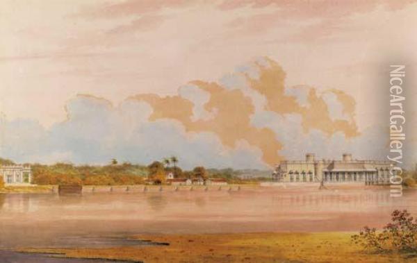 View Of Brodie's Castle, From Mr Huddleston's Garden, Madras Oil Painting - Justinian Walter Gantz
