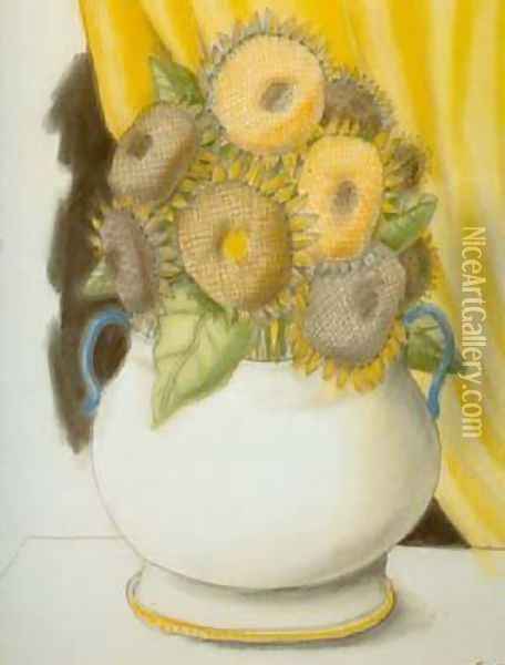 Sunflowers 1995 Oil Painting - Fernando Botero