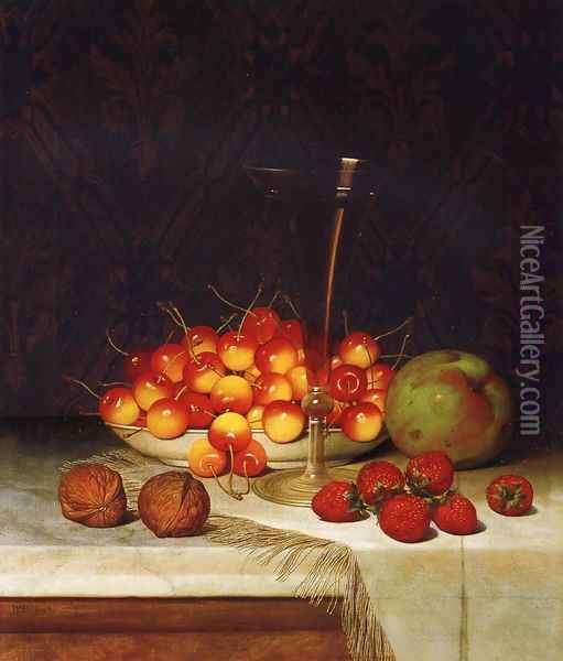 Fruit and Wine Oil Painting - William Mason Brown