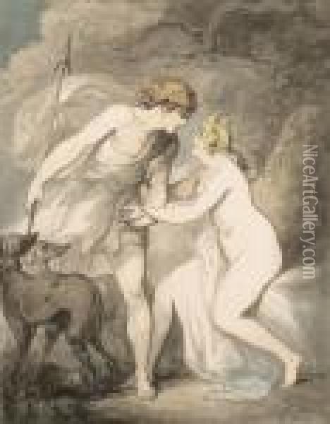 Venus And Adonis Oil Painting - Thomas Rowlandson