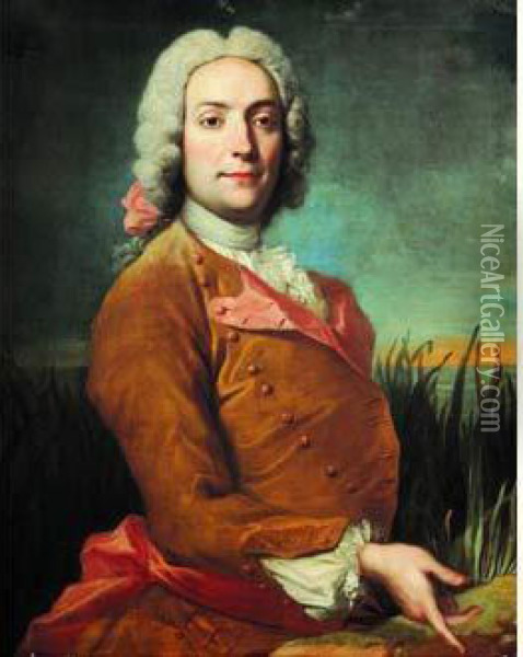Portrait De Gentilhomme Sur Fond De Paysage Oil Painting - Marc L'Ancien Nattier