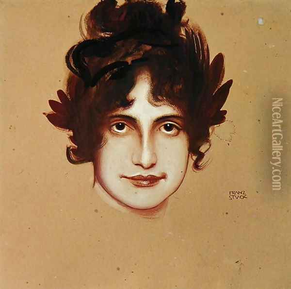 Female Head Oil Painting - Franz von Stuck