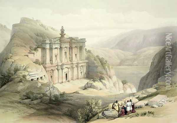 El Deir, Petra, March 8th 1839, plate 90 from Volume III of The Holy Land, engraved by Louis Haghe 1806-85 pub. 1849 Oil Painting - David Roberts