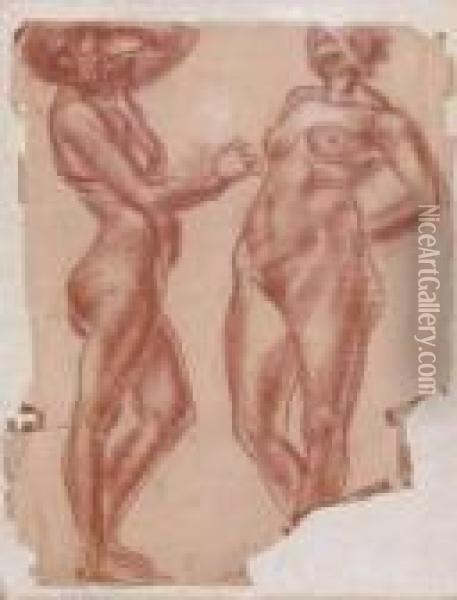 Deux Profils De Femmes Nues Oil Painting - Alexander Evgenievich Yakovlev