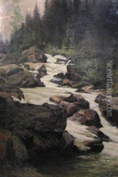Mountain River Oil Painting - Joseph Megard