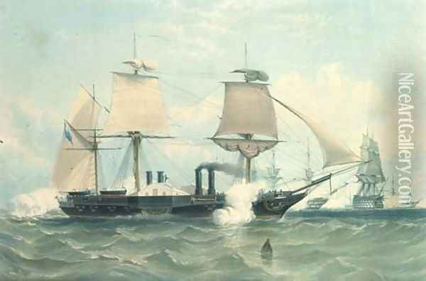 H.M. war steam frigate the Terrible, of 1847 tons, and 800 horse power, by H. Papprill Oil Painting - Knell, W.