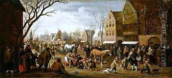 The procession of Lepers on Copper Monday Oil Painting - Joost Cornelisz. Droochsloot