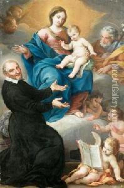 Madonna Mit Kindund Den Heiligen Josef Und Vinzenz Von Paul/madonna Con Bambino Oil Painting - Salvatore Monosilio