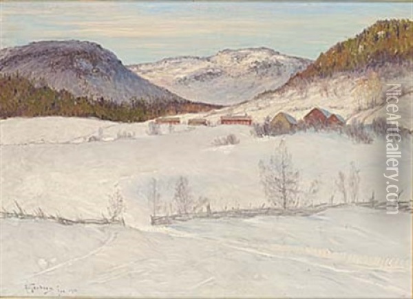 Solig Vinterdag Oil Painting - Anton Genberg