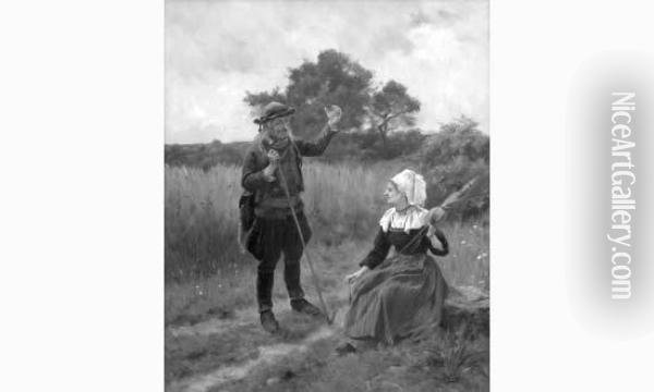  Couple De Fouesnantais  Oil Painting - Edouard Louis Boudier
