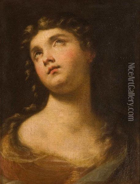 Volto Di Fanciulla In Adorazione Oil Painting - Felice Cignani